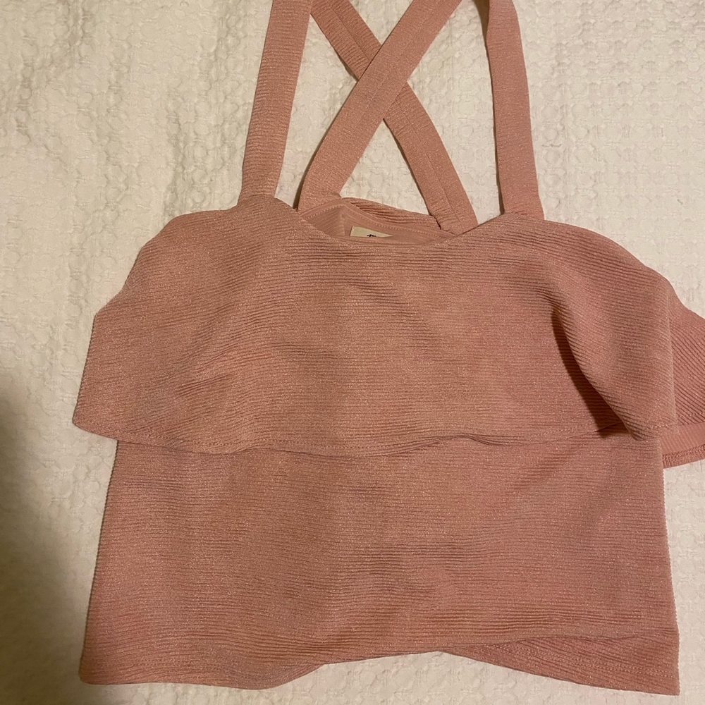 Madewell pink peplum tank top